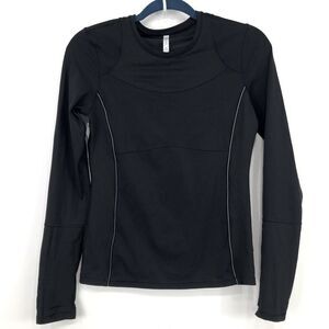 Athleta Black Long Sleeve Athletic Running Performance Pullover Top
